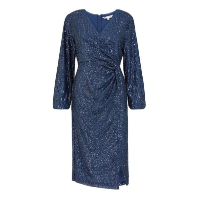 рокля,дамски,поли,и,рокли,yumi,yumi,black,sequin,ruched,wrap,dress,navy