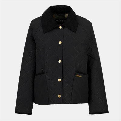 яке,дамски,якета,и,палта,barbour,women's,anise,corduroy,collar,short,sleeve,quilted,jacket,black,ancient
