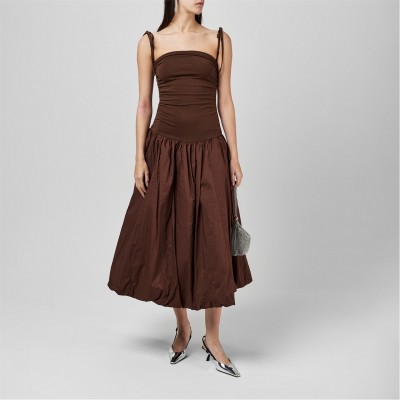 рокля,дамски,поли,и,рокли,amylynn,women's,amy,lynn,alexa,shoulder,tie,ultra,mini,peplum,dress,chocolate