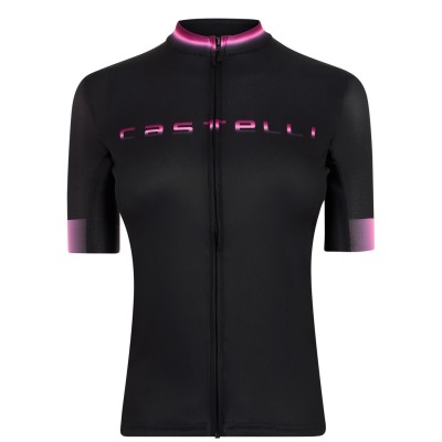 блуза,с,къс,ръкав,дамски,топове,облекло,за,колоездене,castelli,gradient,short,sleeve,jersey,women's,light,black