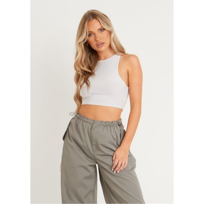 къса,блуза,дамски,топове,missy,empire,racer,crop,top,grey