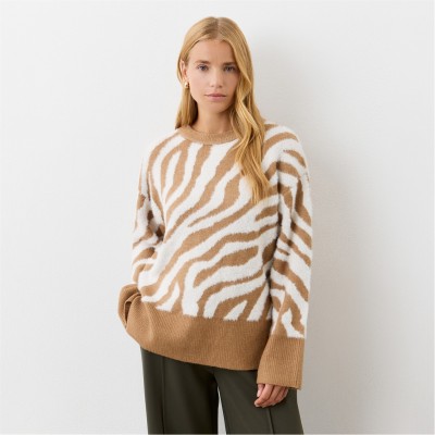 пуловер,дамски,плетени,дрехи,finery,tulle,print,knit,jumper,tan,zebra