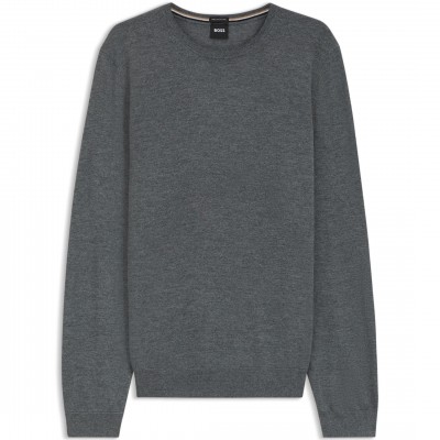 пуловер,мъжки,пуловери,boss,men,s,leno,knit,jumper,soft,virgin,wool,medium,grey