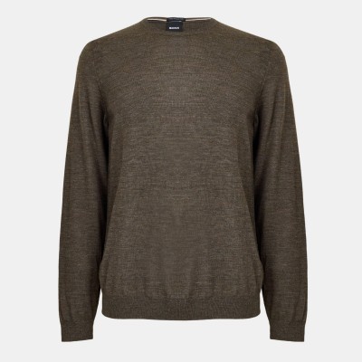 пуловер,мъжки,пуловери,boss,men,s,leno,knit,jumper,soft,virgin,wool,open,green
