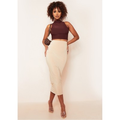къса,блуза,дамски,топове,missy,empire,neck,cropped,racer,crop,top,chocolate