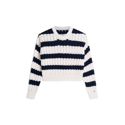 пуловер,дамски,плетени,дрехи,tommy,jeans,women's,cable,knit,jumper,navy,stripe