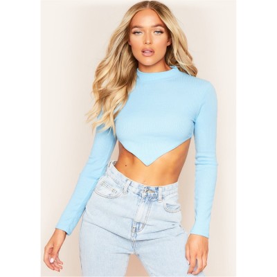 къса,блуза,дамски,топове,missy,empire,high,neck,tie,back,crop,top,pale