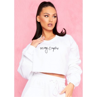 блуза,дамски,блузи,missy,empire,empire,branded,slogan,cropped,sweater,white
