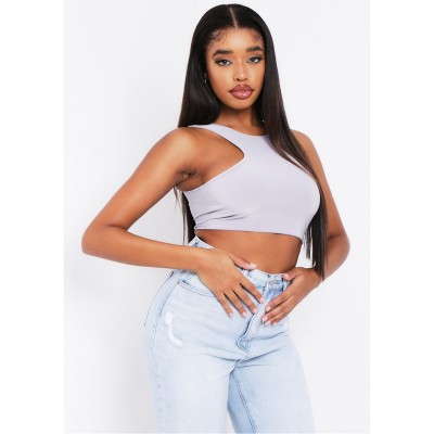 къса,блуза,дамски,топове,missy,empire,racer,crop,top,grey