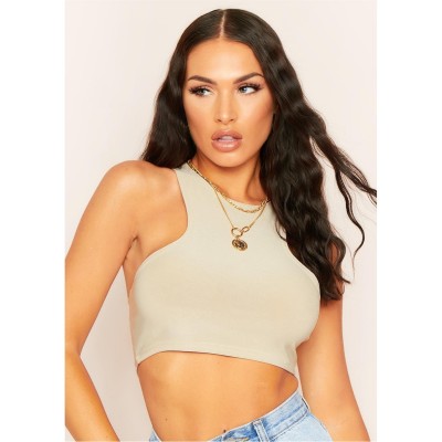 къса,блуза,дамски,топове,missy,empire,racer,crop,top,beige