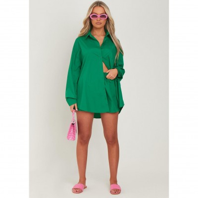 missy,empire,thick,cotton,oversized,shirt,green