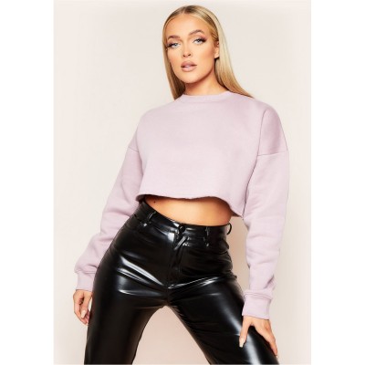 блуза,дамски,блузи,missy,empire,hem,crew,neck,cropped,sweater,mauve