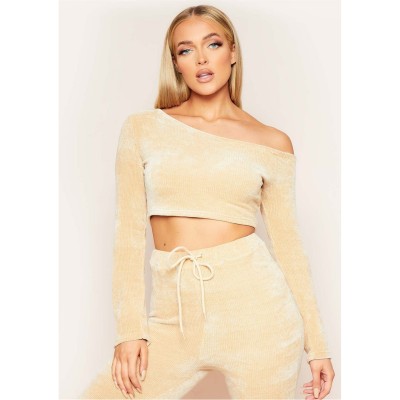 пуловер,дамски,блузи,missy,empire,off,shoulder,cropped,jumper,beige