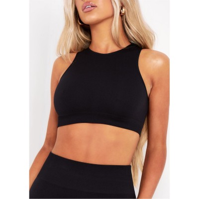 къса,блуза,дамски,топове,missy,empire,ribbed,racer,crop,top,black
