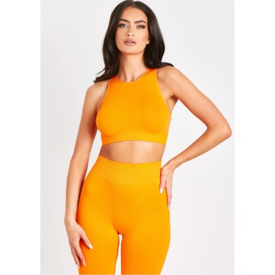 къса,блуза,дамски,топове,missy,empire,ribbed,racer,crop,top,orange