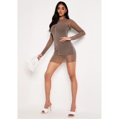 рокля,дамски,поли,и,рокли,missy,empire,contrast,stitch,mini,dress,khaki