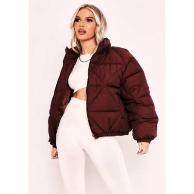 дамски,жилетки,missy,empire,quilted,logo,padded,puffer,coat,chocolate