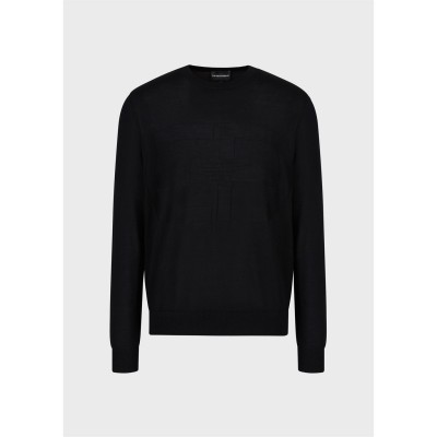 блуза,облекла,на,разпродажба,мъжки,пуловери,emporio,armani,monogram,crew,sweater,nero