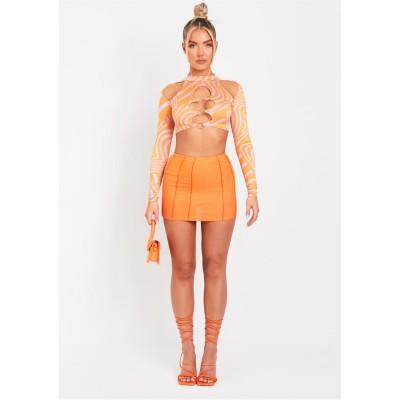къса,блуза,дамски,топове,missy,empire,cut,out,long,sleeve,crop,top,pink