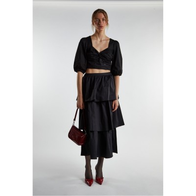 къса,блуза,дамски,топове,glamorous,black,twist,front,crop,top,black
