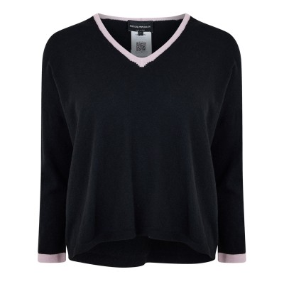 блуза,дамски,плетени,дрехи,emporio,armani,v,neck,sweater,fantasia,nero
