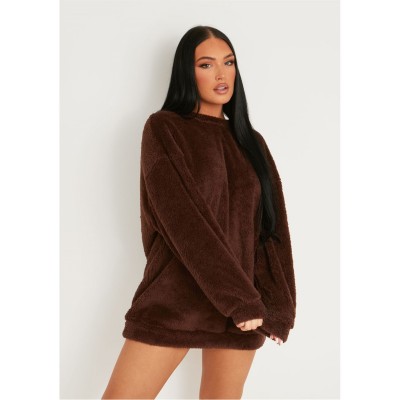 рокля,дамски,поли,и,рокли,missy,empire,borg,v,back,jumper,dress,chocolate