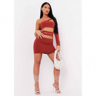 рокля,дамски,поли,и,рокли,missy,empire,one,sleeve,cut,out,mini,dress,orange