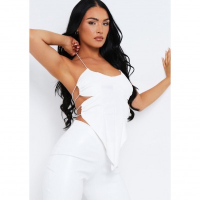 missy,empire,pu,halter,neck,pointed,hem,top,ivory