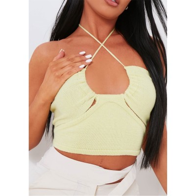 къса,блуза,дамски,топове,missy,empire,cross,over,crop,top,lime