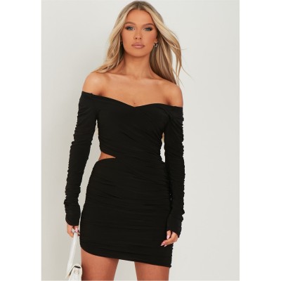 рокля,дамски,поли,и,рокли,missy,empire,wrap,ruched,mini,dress,black