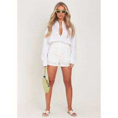 къси,панталони,дамски,къси,панталони,missy,empire,oversized,high,waisted,runner,shorts,white