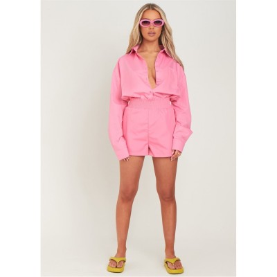 къси,панталони,дамски,къси,панталони,missy,empire,oversized,high,waisted,runner,shorts,pink
