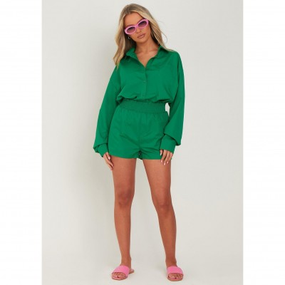 къси,панталони,дамски,къси,панталони,missy,empire,cotton,oversized,high,waisted,runner,shorts,green