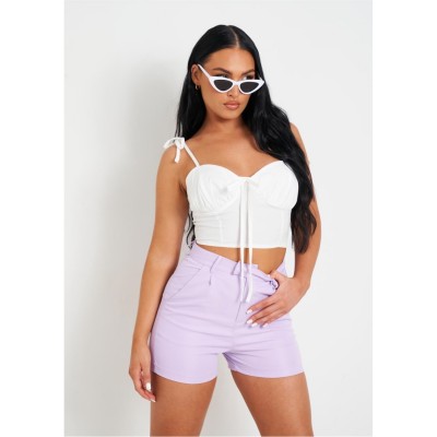 къса,блуза,дамски,топове,missy,empire,tie,strap,crop,top,white