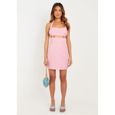 рокля,дамски,поли,и,рокли,missy,empire,halter,neck,cut,out,mini,dress,pink