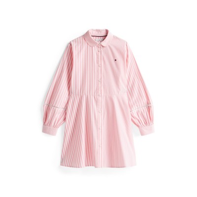 рокля,детски,облекла,tommy,hilfiger,tommy,ls,shirt,dress,jn53,pink,stripe,tia