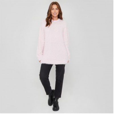 пуловер,дамски,плетени,дрехи,be,you,women's,beyou,fluffy,crew,neck,jumper,pink