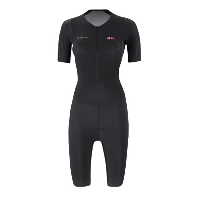 dhb,womens,aeron,short,sleeve,triathlon,suit,black