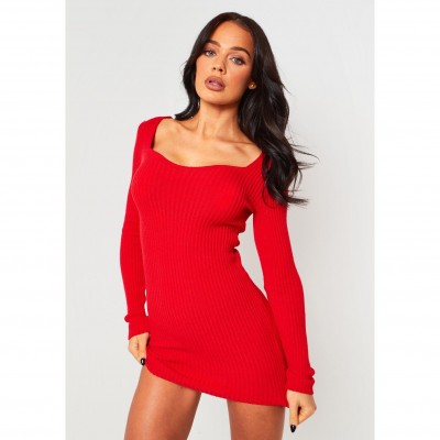 рокля,дамски,поли,и,рокли,missy,empire,knit,sweetheart,neckline,mini,dress,red
