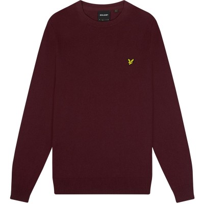 блуза,облекла,на,разпродажба,мъжки,пуловери,lyle,and,scott,merino,crew,knit,sweater,burgundy,z562