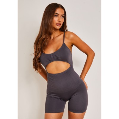 missy,empire,cut,out,contour,waist,unitard,charcoal