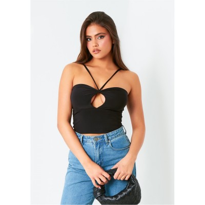 дамски,топове,missy,empire,hole,cut,out,halter,neck,top,black