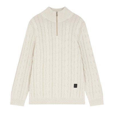 пуловер,мъжки,пуловери,ps,paul,smith,men's,cable,crew,neck,jumper,white,02