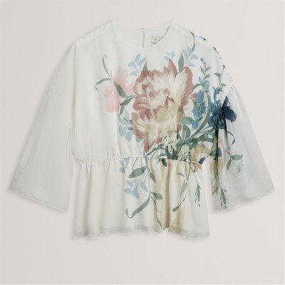 дамски,топове,ted,baker,ted,baker,soft,blooms,puff,sleeve,peplum,top,ivory