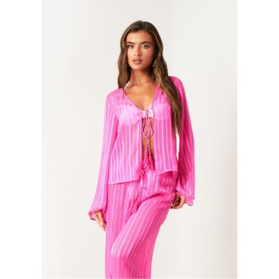дамски,ризи,missy,empire,stripe,beach,cover,up,shirt,pink