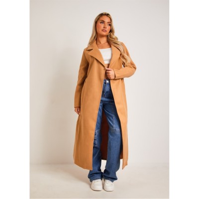промоция,на,зимни,облекла,дамски,жилетки,missy,empire,belted,formal,coat,camel