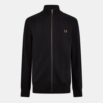 плетена,блуза,мъжки,пуловери,мъжки,тениски,fred,perry,men,s,textured,full,zip,knitted,top,black,102