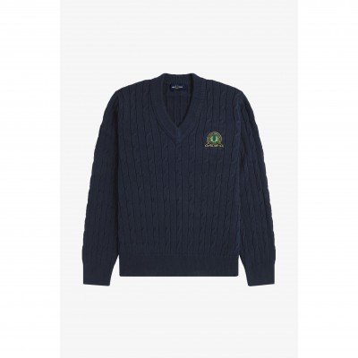 пуловер,мъжки,пуловери,fred,perry,men,s,badge,laurel,wreath,knitted,crew,neck,jumper,navy,608