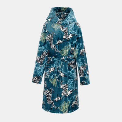 дамска,рокля,дамски,пижами,biba,women,s,printed,fluffy,dressing,gown,zebra