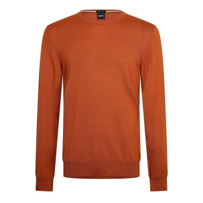 пуловер,мъжки,пуловери,boss,men,s,botto,black,knitted,crew,neck,jumper,dark,orange,809